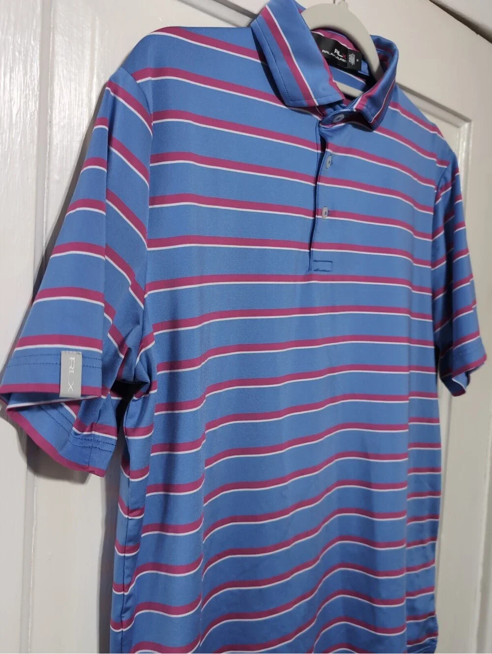 RLX Ralph Lauren Golf Polo Shirt Striped Luxury Preppy Mens M(1559)E